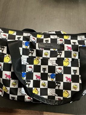 Hello Kitty Black & White Checkered Tote with Colorful Character Accents